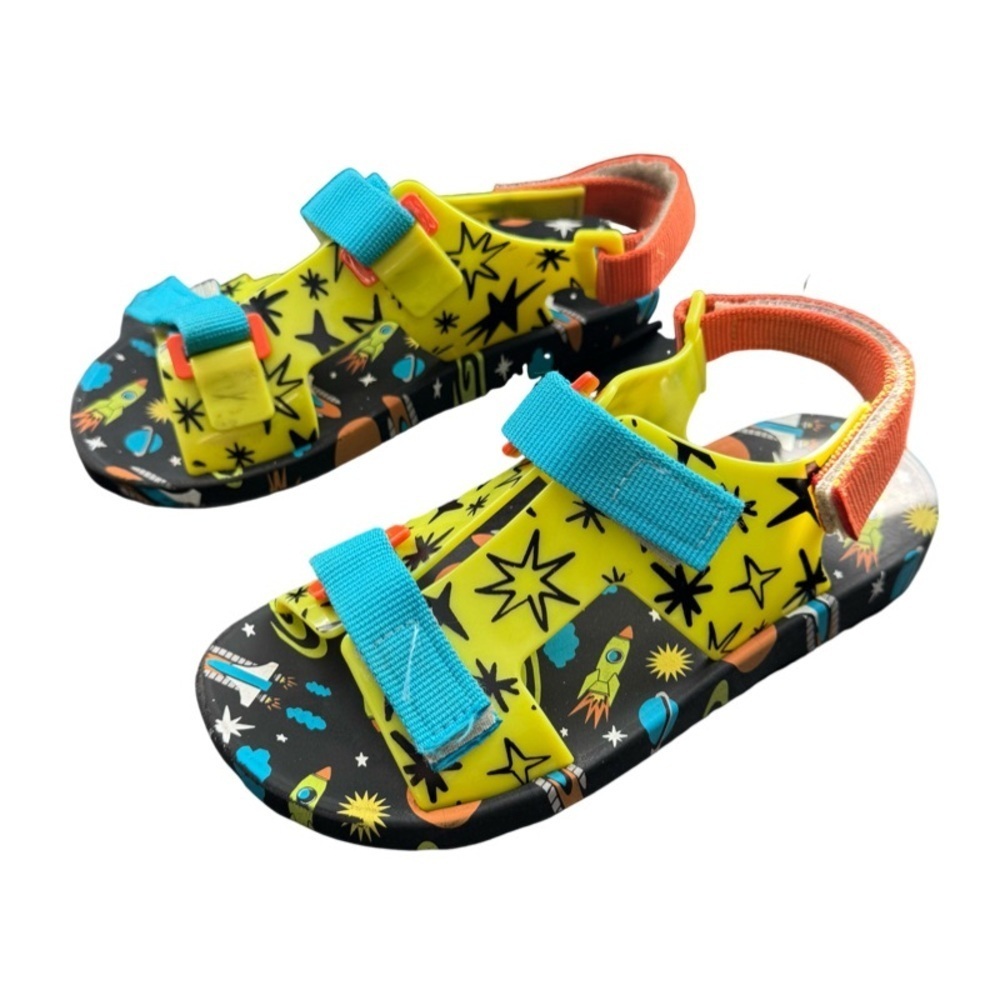 MINI MELISSA x FABULA spaceship solar system PING PONG rubber SANDALS size 4